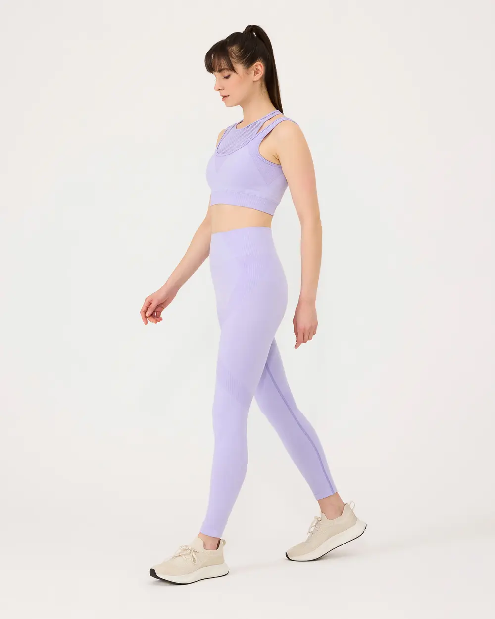 Seamless Fileli Halter Yaka Spor Bra