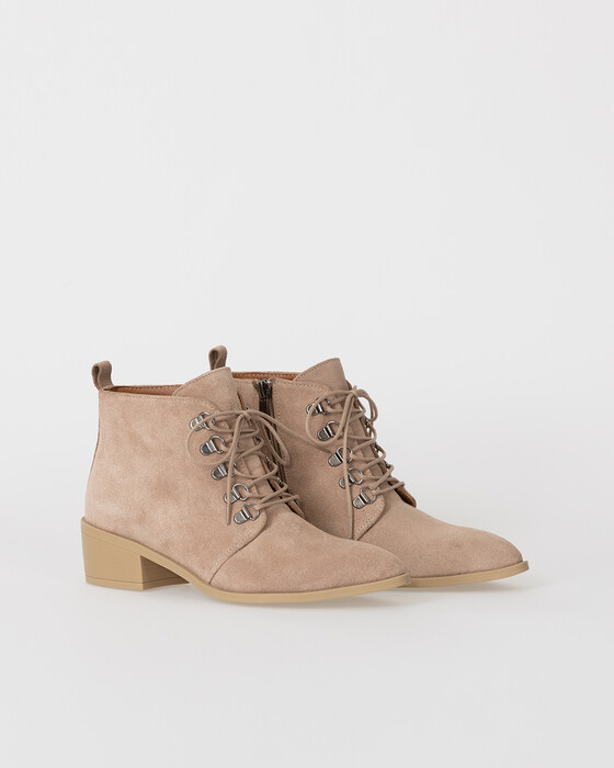 LACE-UP SUEDE ANKLE BOOTS