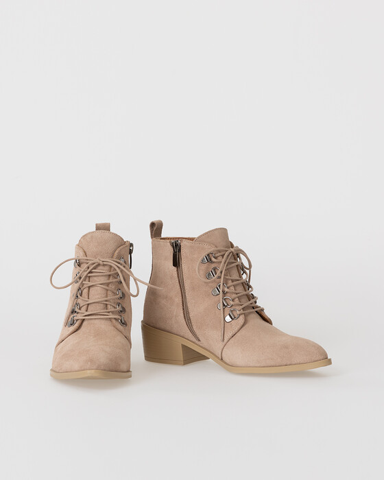 LACE-UP SUEDE ANKLE BOOTS
