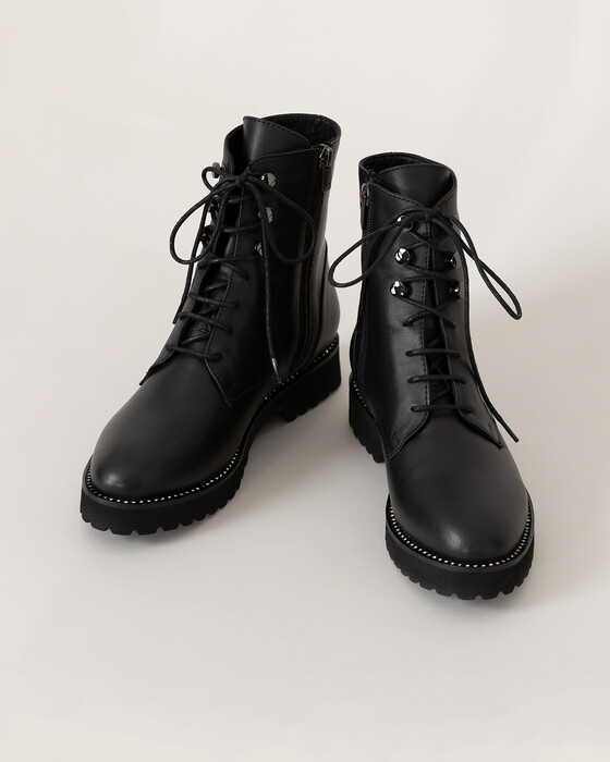 SIDE ZIPPER LACE BOOTS