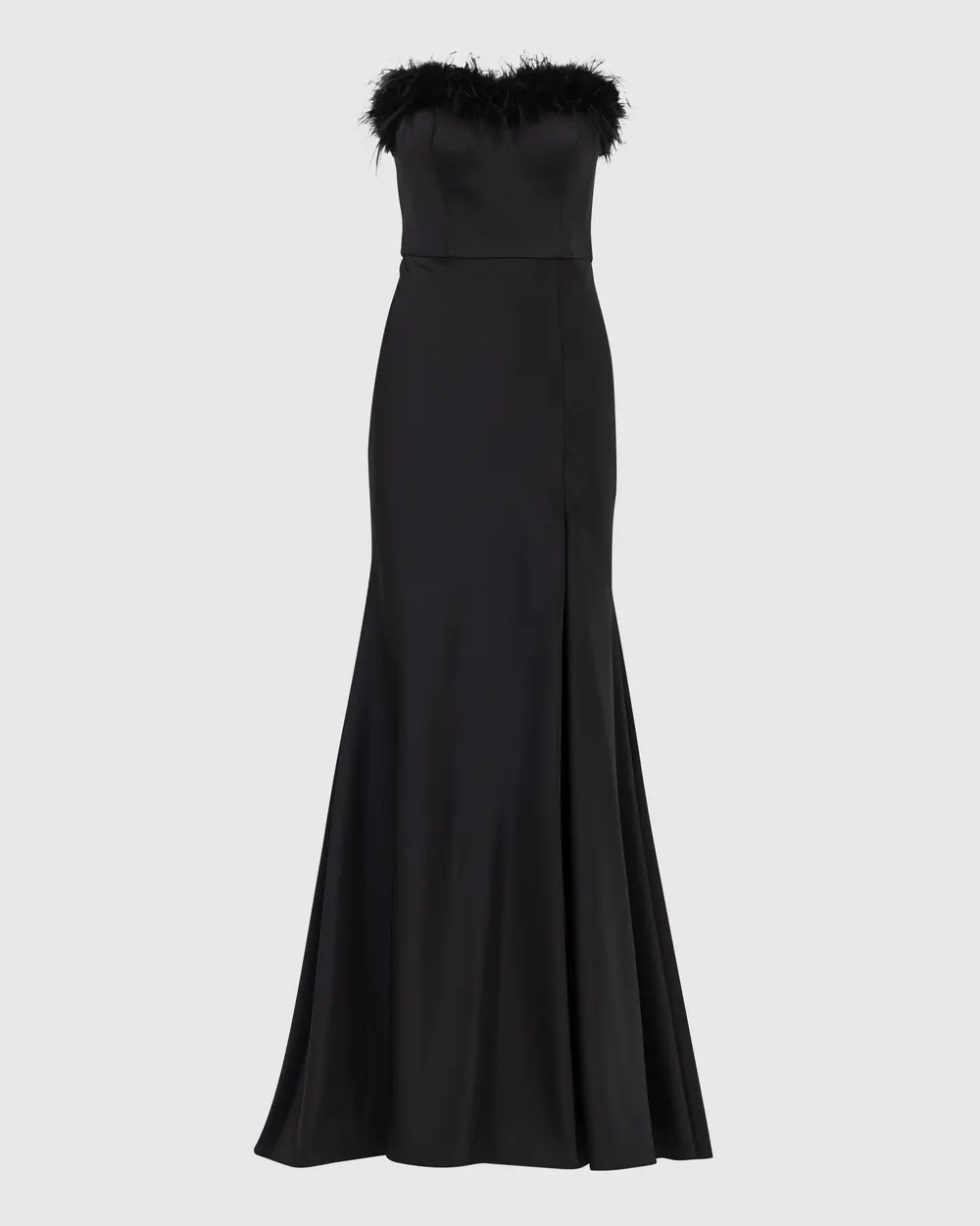 Strapless Feather Detailed Evening Dress