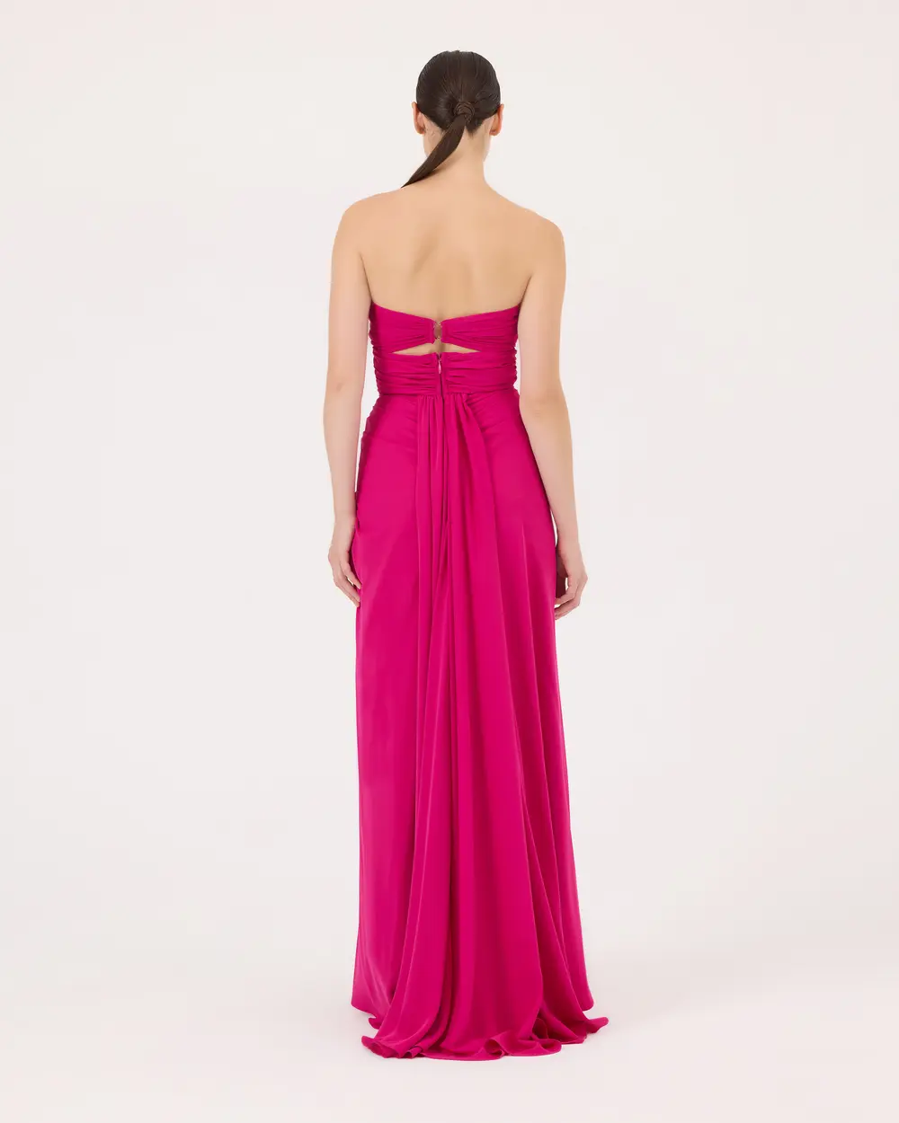 Strapless Evening Dress with Window Detail Shirred