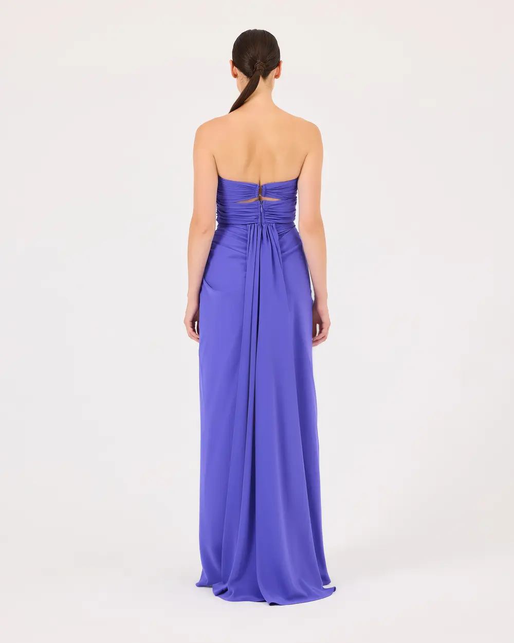 Strapless Evening Dress with Window Detail Shirred