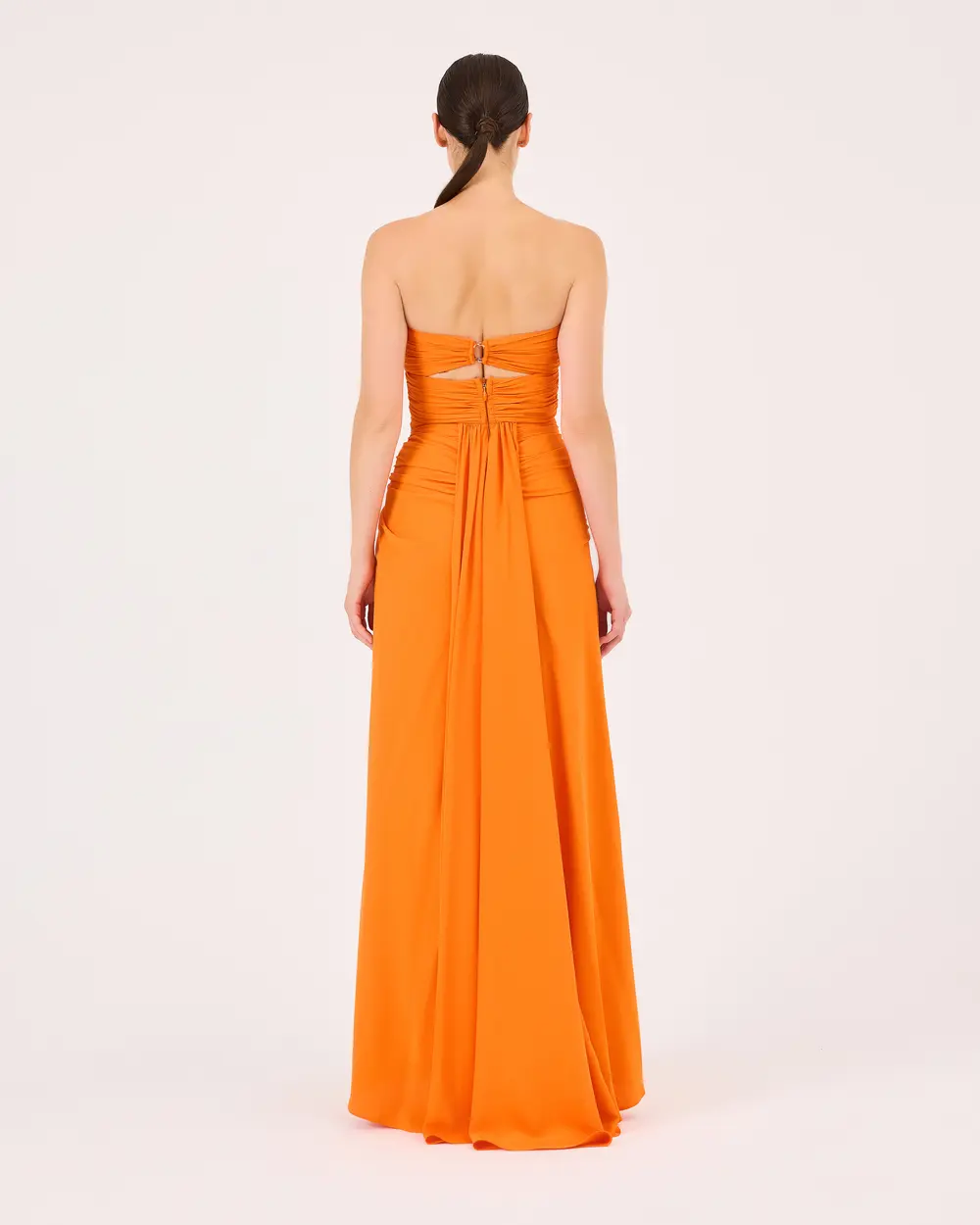 Strapless Evening Dress with Window Detail Shirred