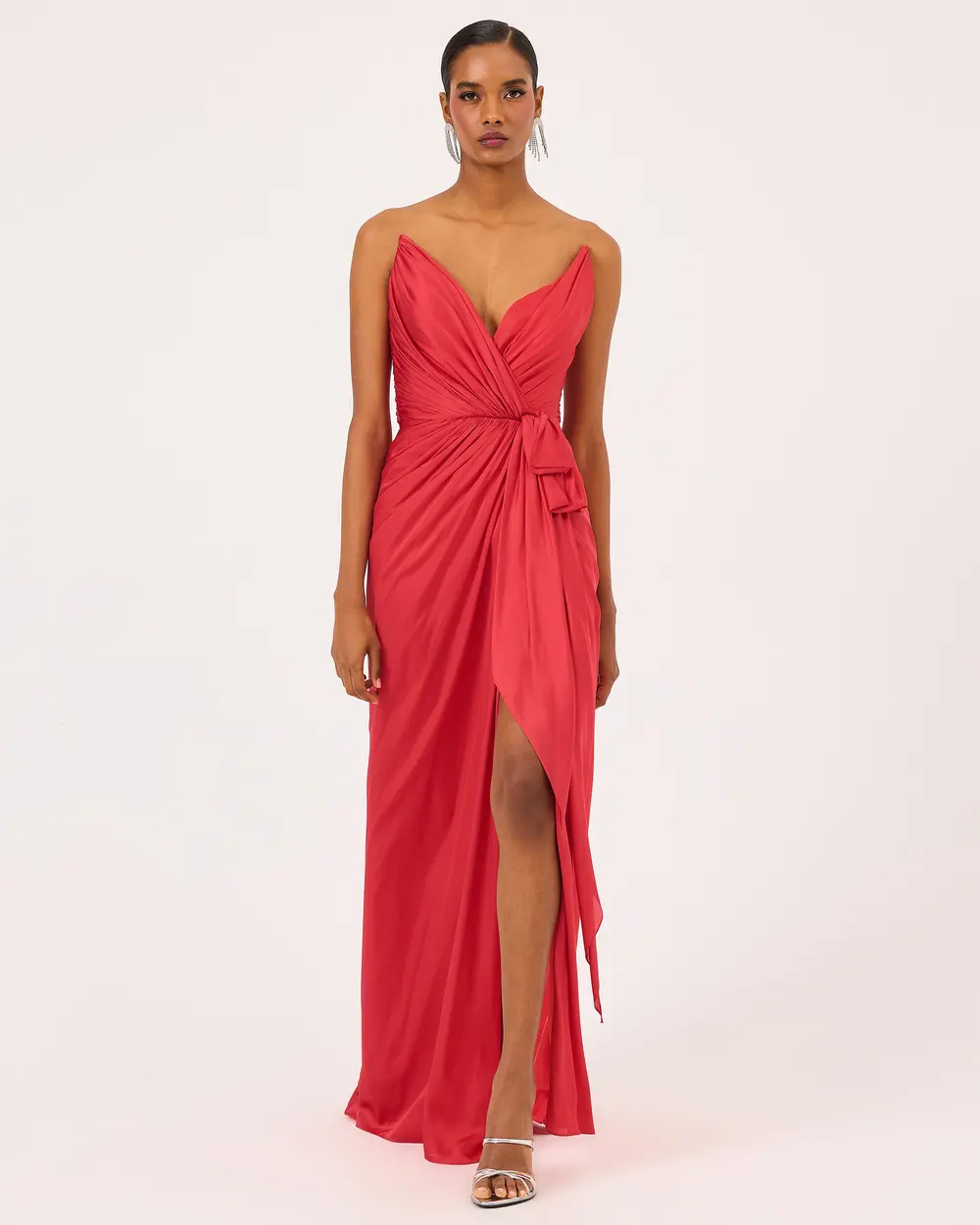 Swallow Neck Draped Evening Dress