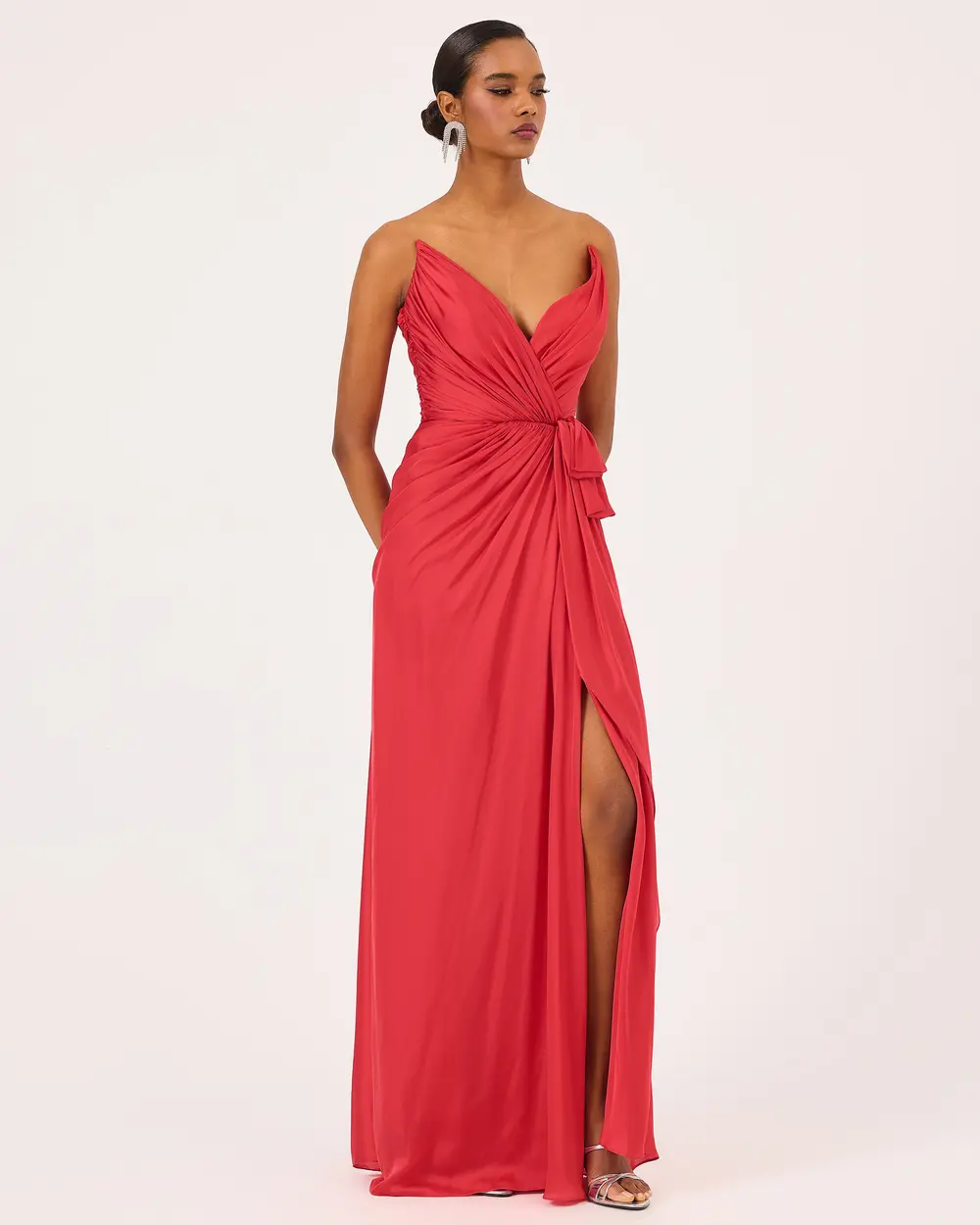 Swallow Neck Draped Evening Dress