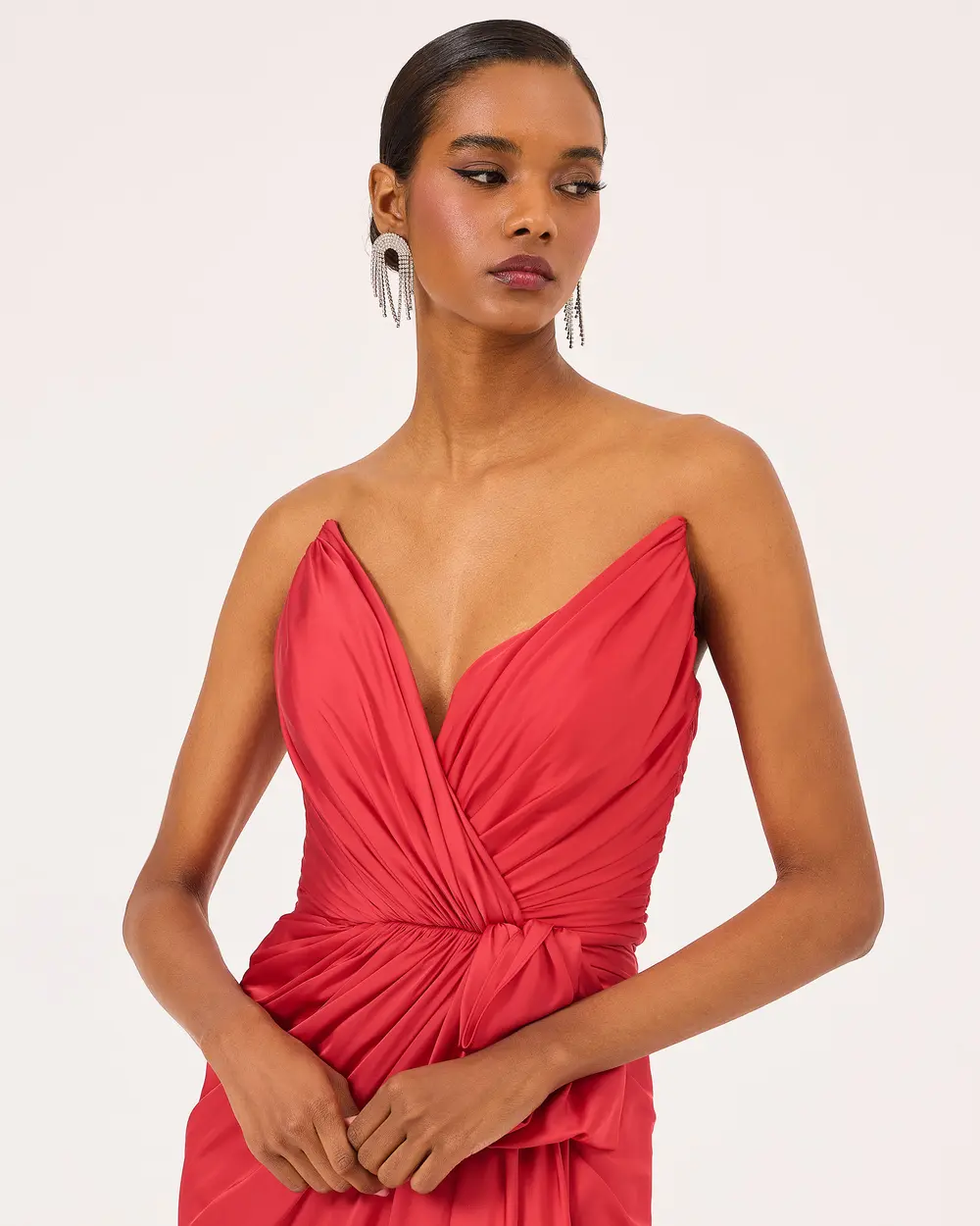 Swallow Neck Draped Evening Dress