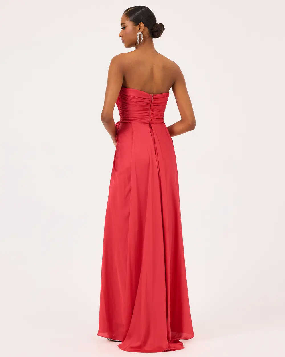 Swallow Neck Draped Evening Dress