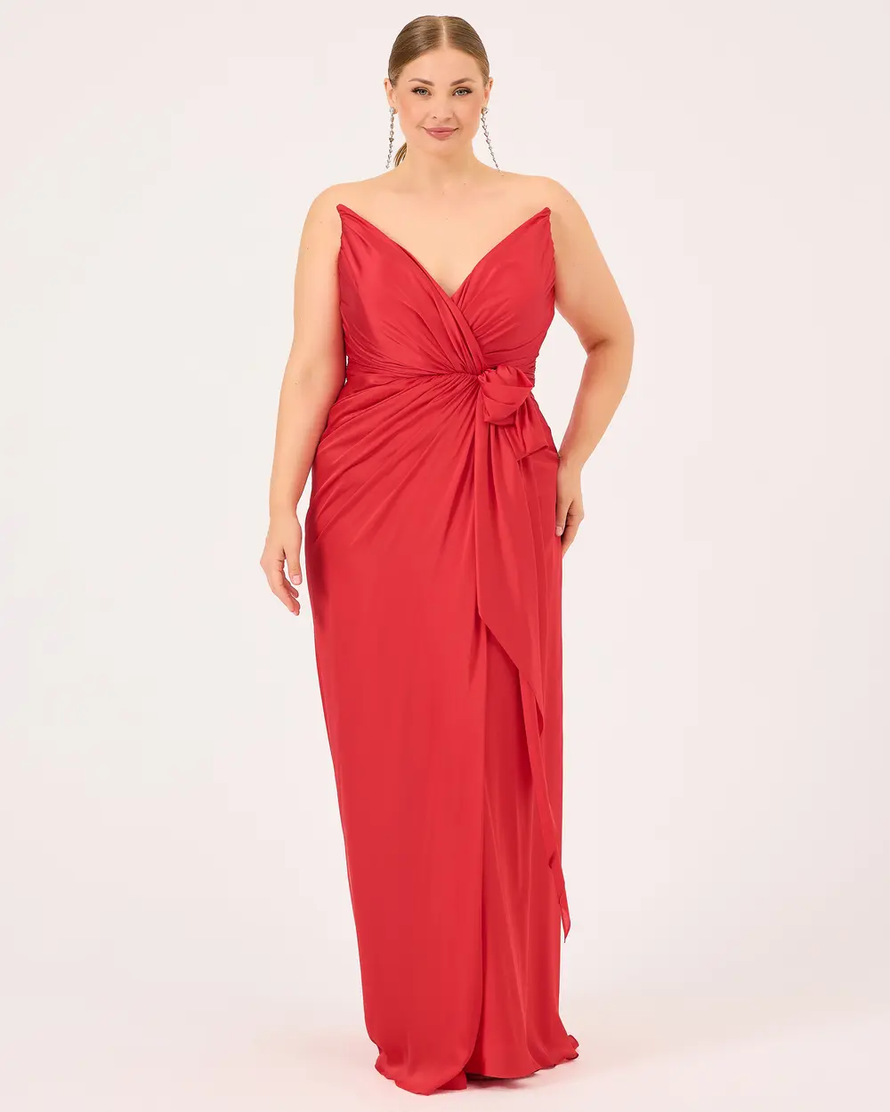 Swallow Neck Draped Evening Dress