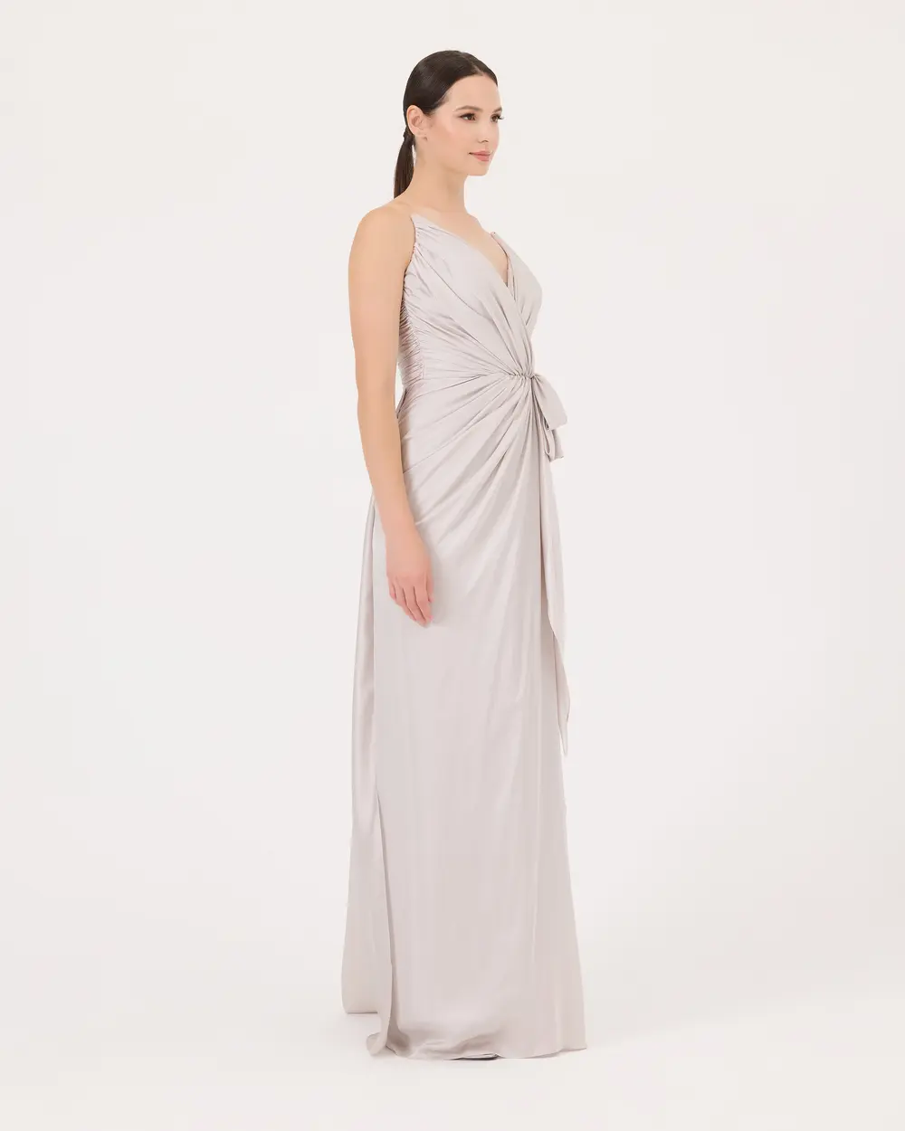 Swallow Neck Draped Evening Dress