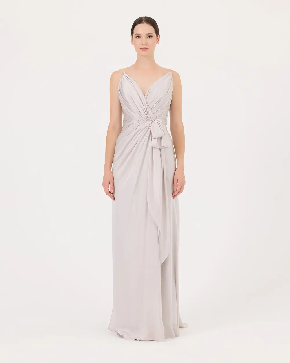 Swallow Neck Draped Evening Dress