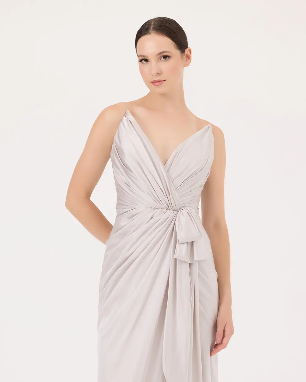 Swallow Neck Draped Evening Dress