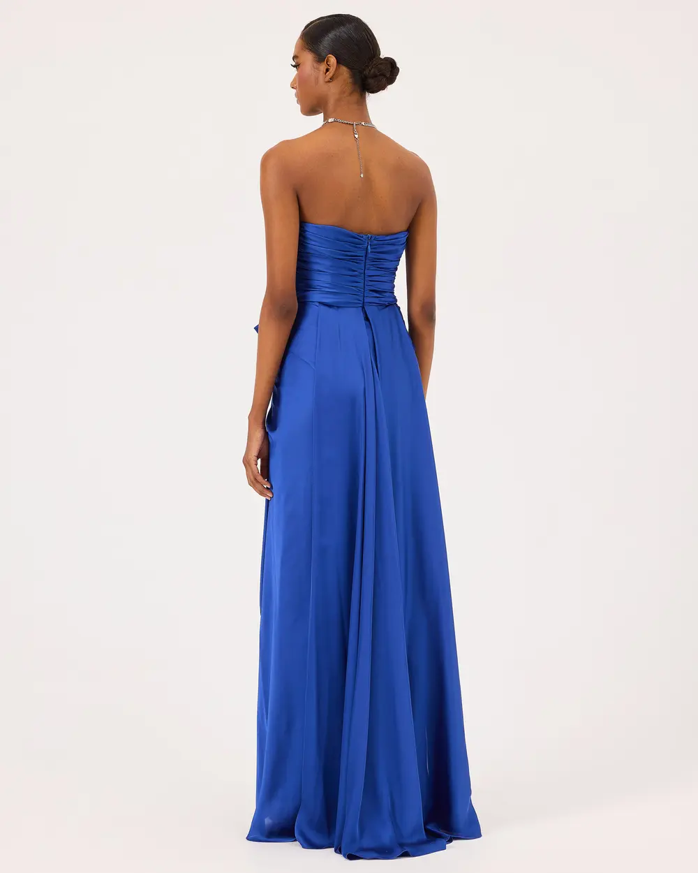 Swallow Neck Draped Evening Dress