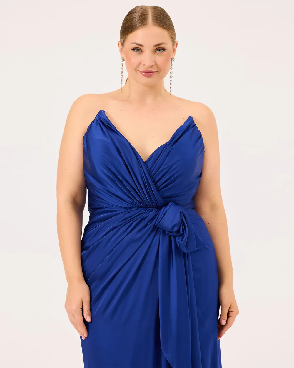 Swallow Neck Draped Evening Dress