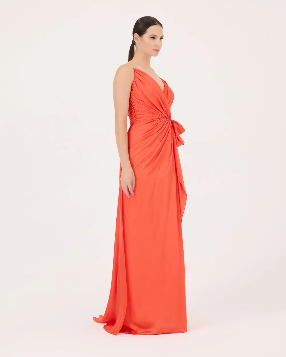 Swallow Neck Draped Evening Dress