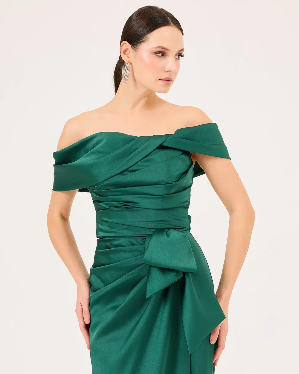 Draped One Shoulder Evening Dress