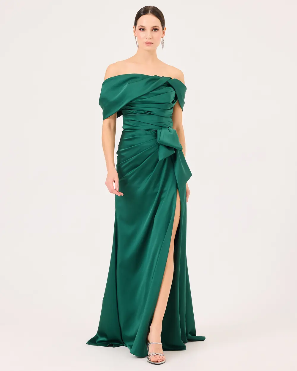 Draped One Shoulder Evening Dress