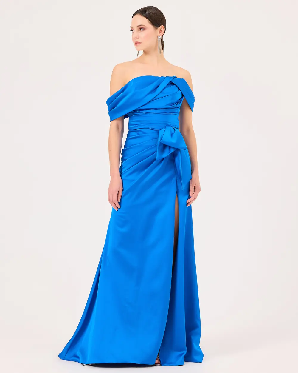 Draped One Shoulder Evening Dress