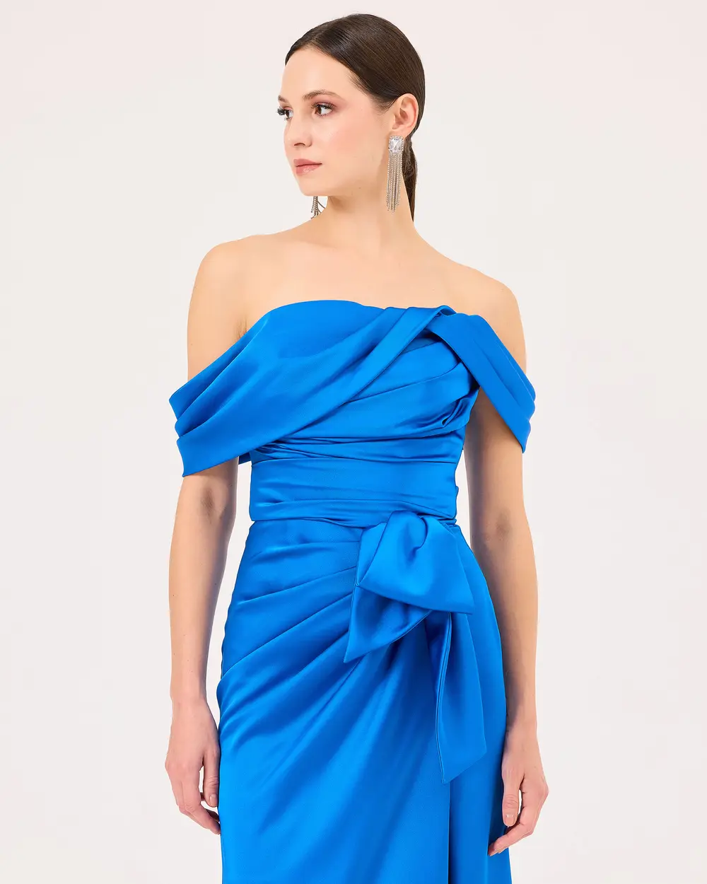 Draped One Shoulder Evening Dress