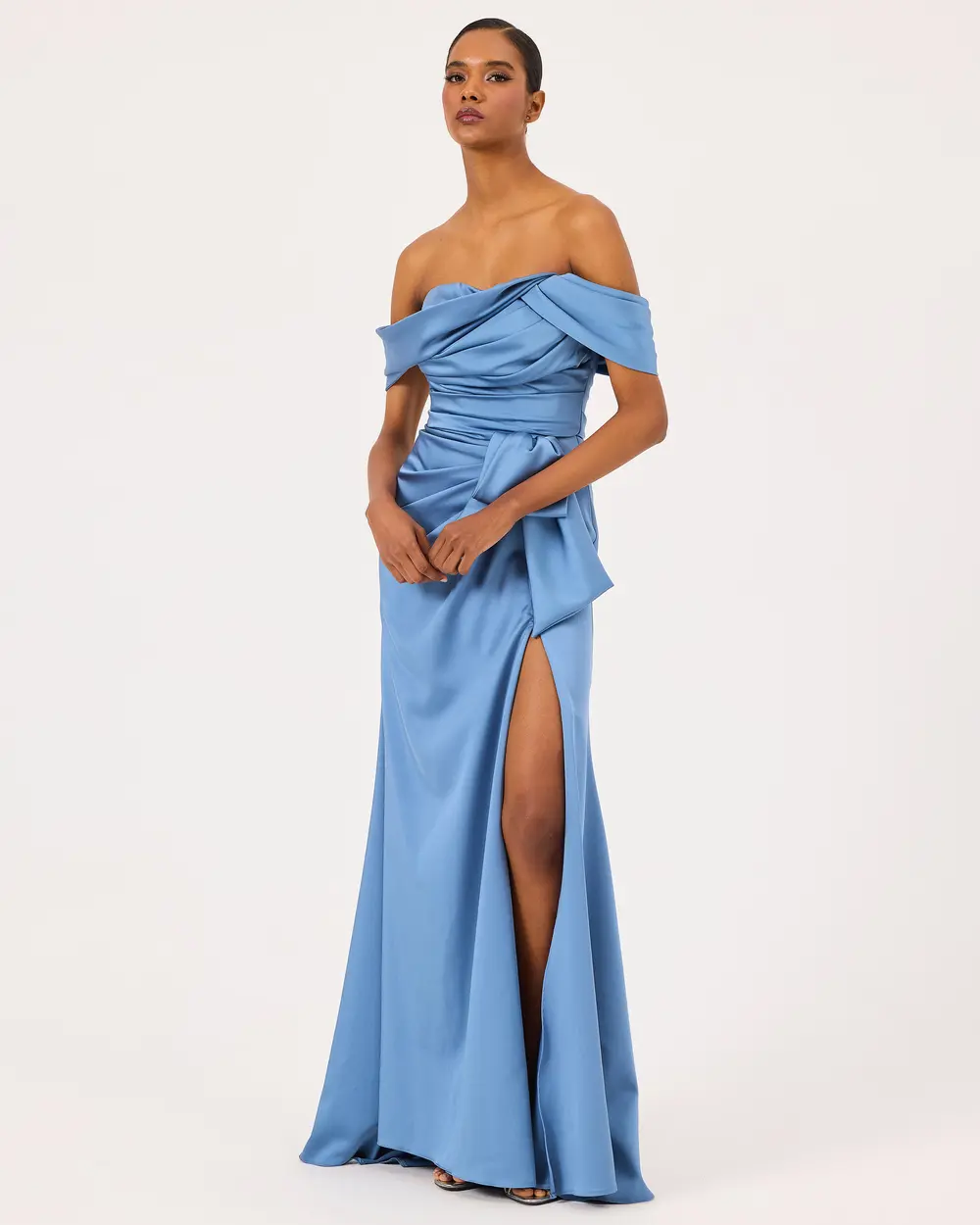 Draped One Shoulder Evening Dress