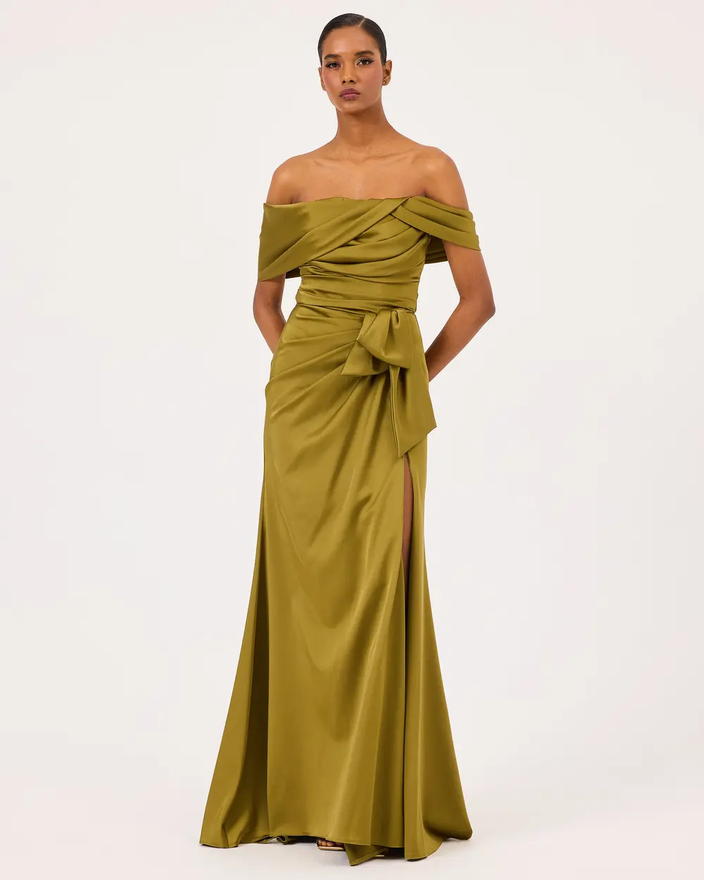 Draped One Shoulder Evening Dress