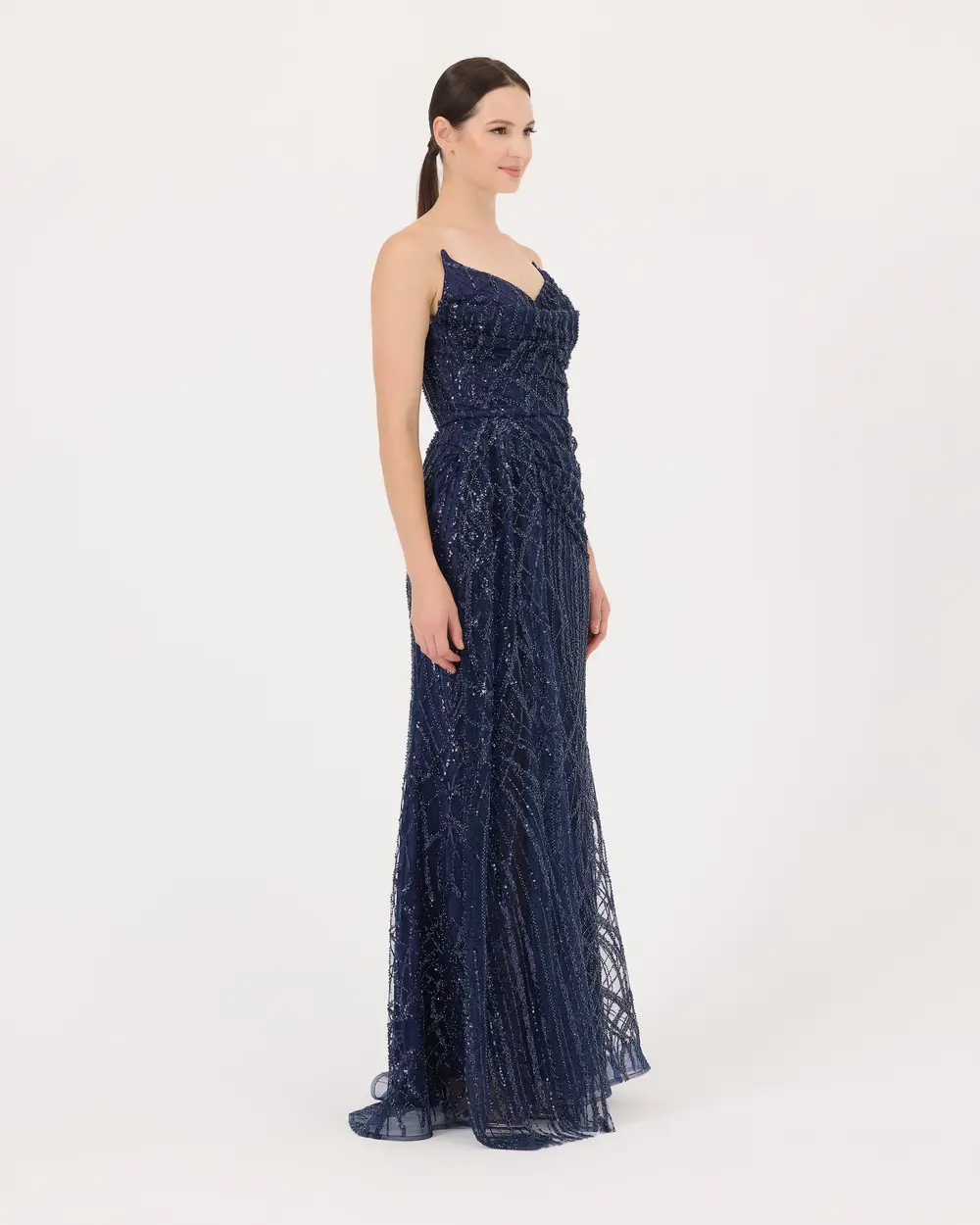 Bead Embroidered Fish Form Evening Dress