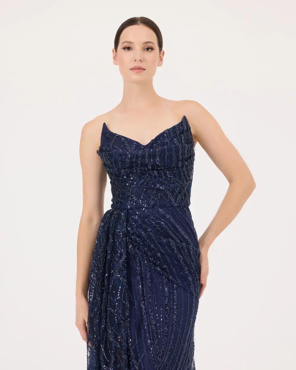 Bead Embroidered Fish Form Evening Dress