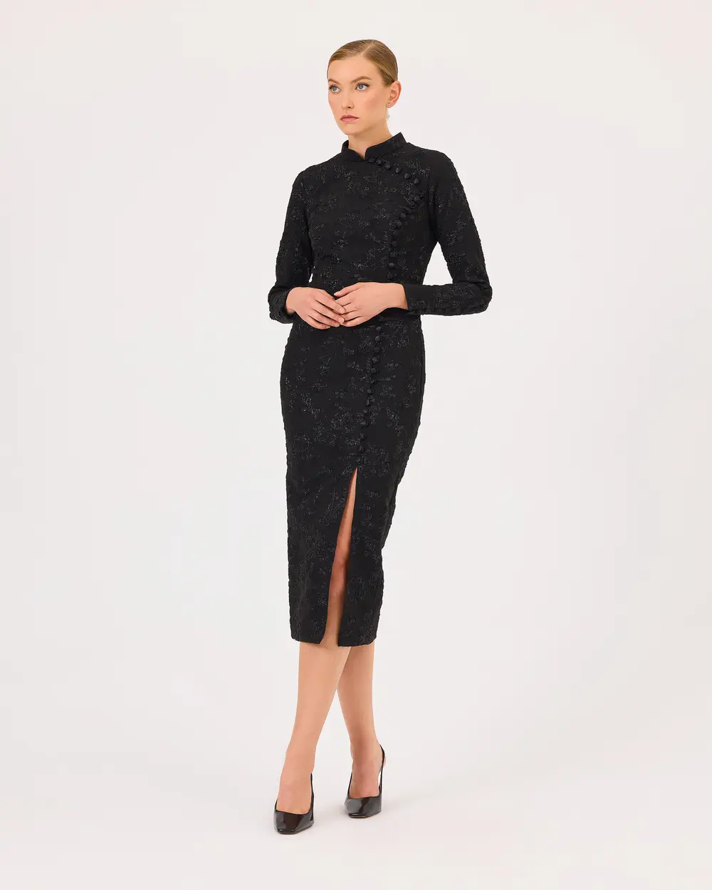 Midi Length Elegant Dress with Slits