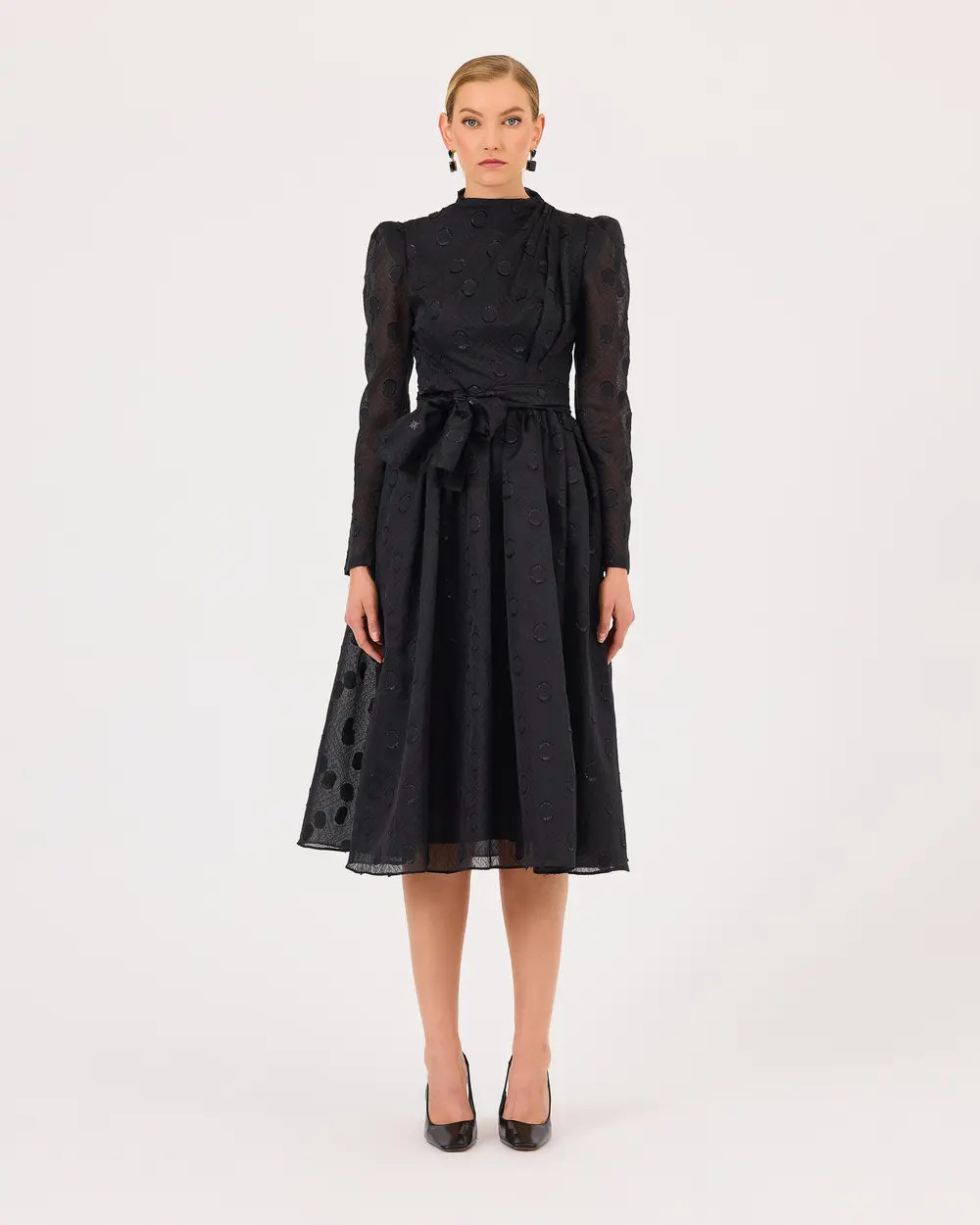 Belted Pocket Midi Length Elegant Dress