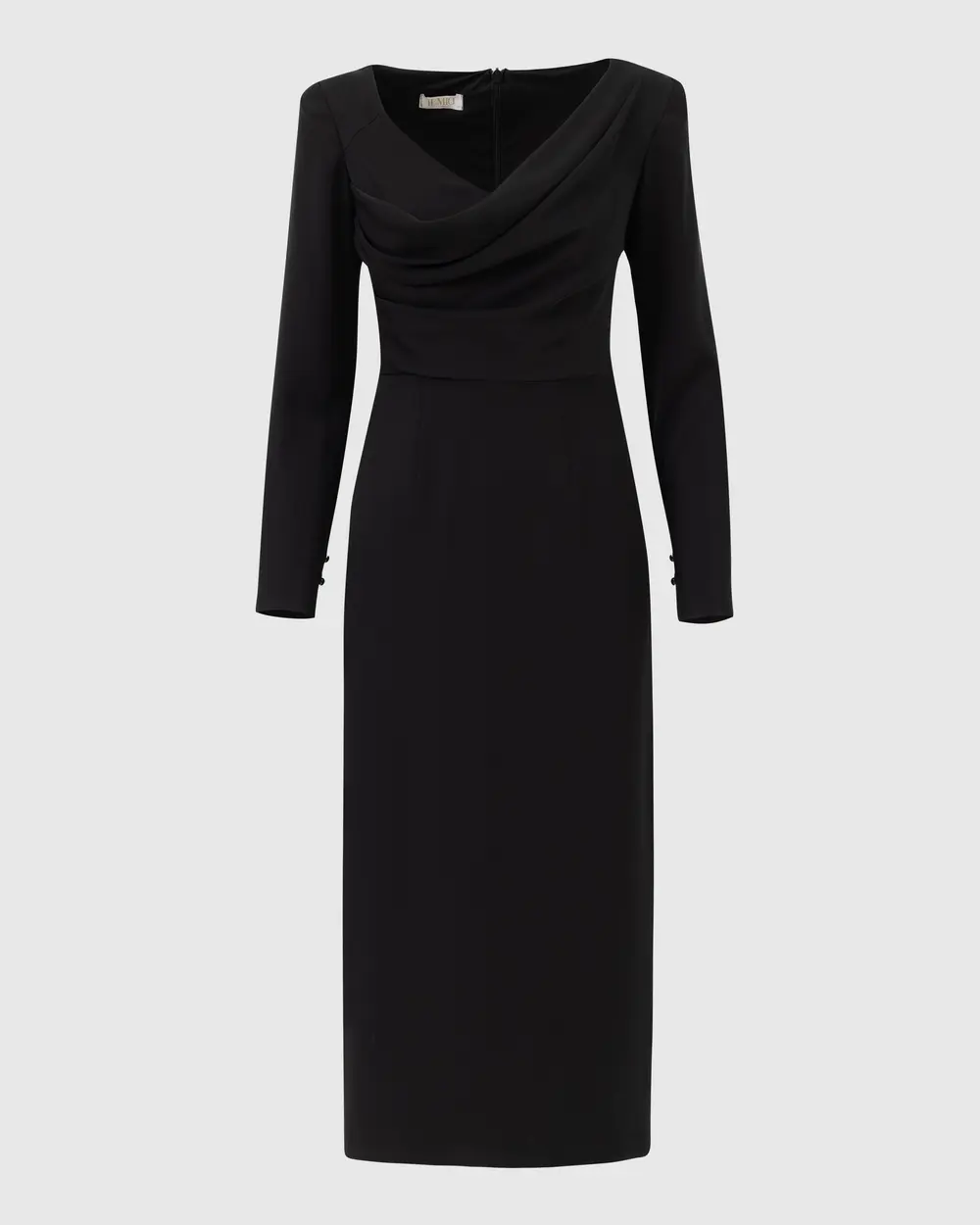 Long Sleeve Midi Length Elegant Dress with Slits