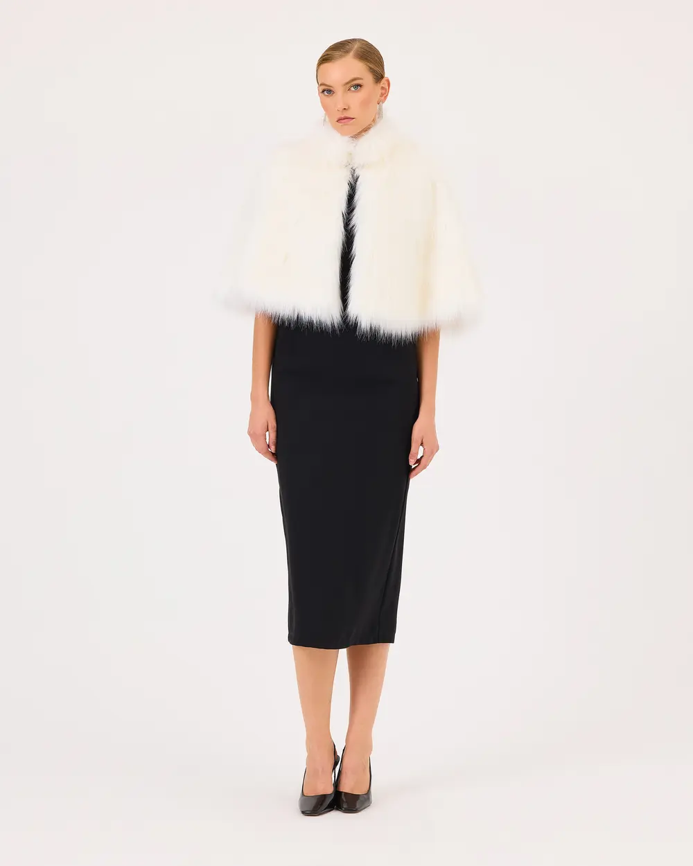 Waist Length Faux Fur with Stone Accessories