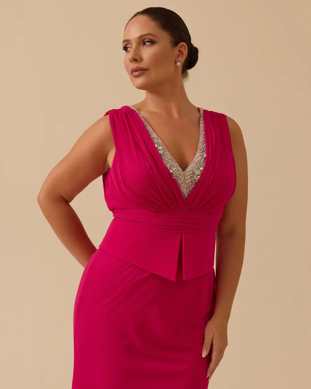 Büyük Beden Balık Form Hint Aksesuarlı Abiye