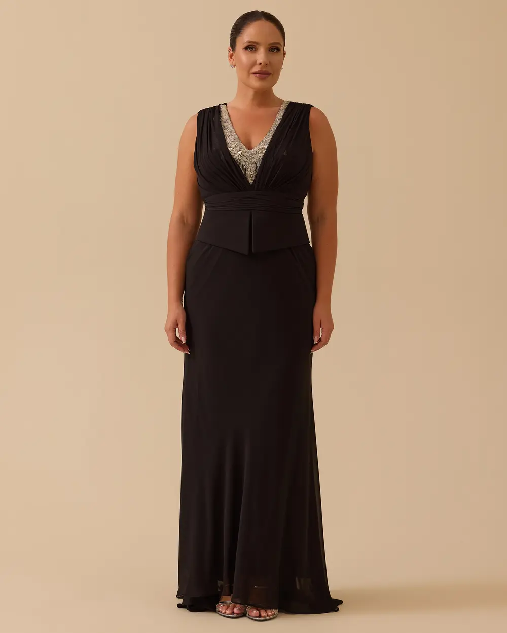 Büyük Beden Balık Form Hint Aksesuarlı Abiye