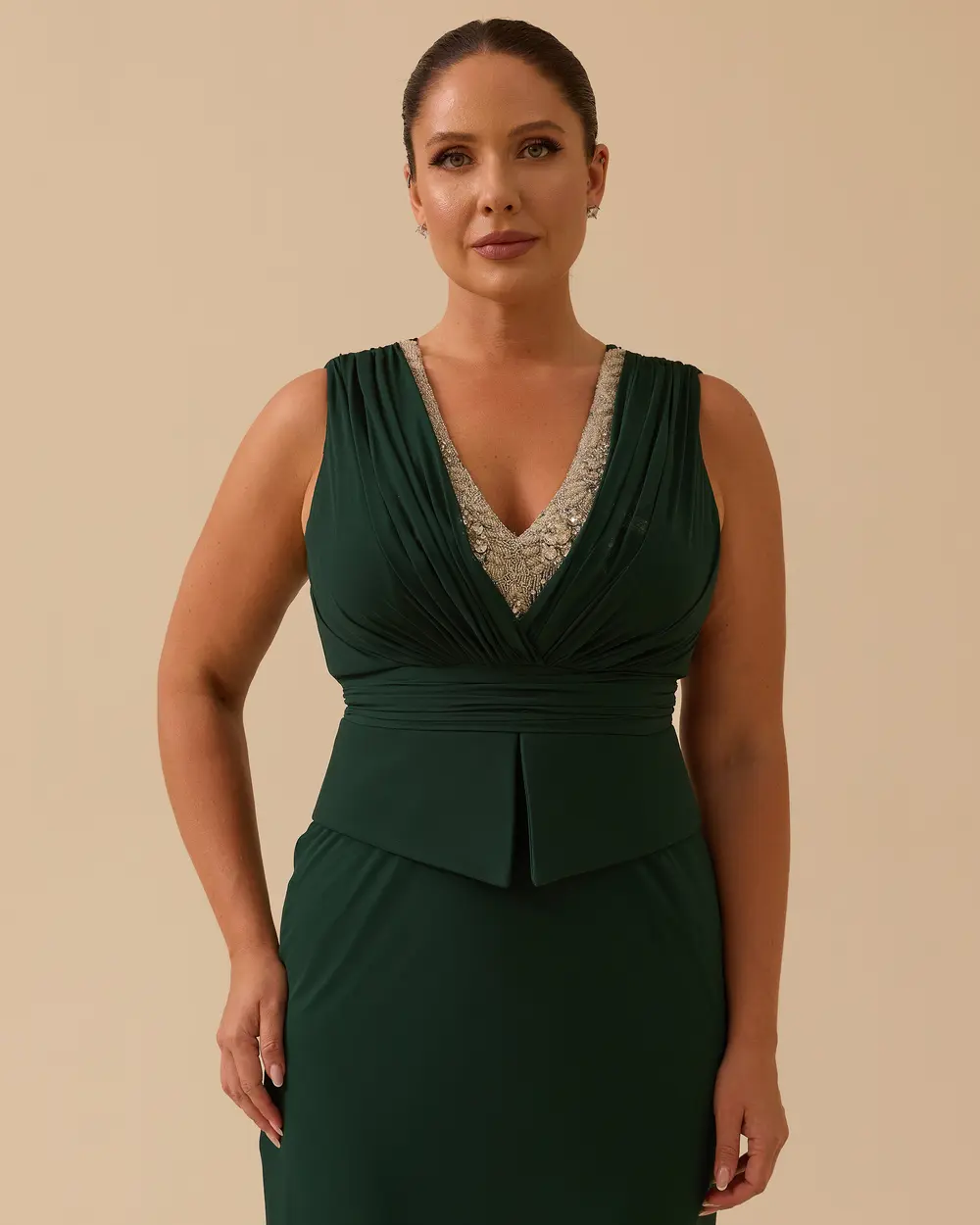 Büyük Beden Balık Form Hint Aksesuarlı Abiye