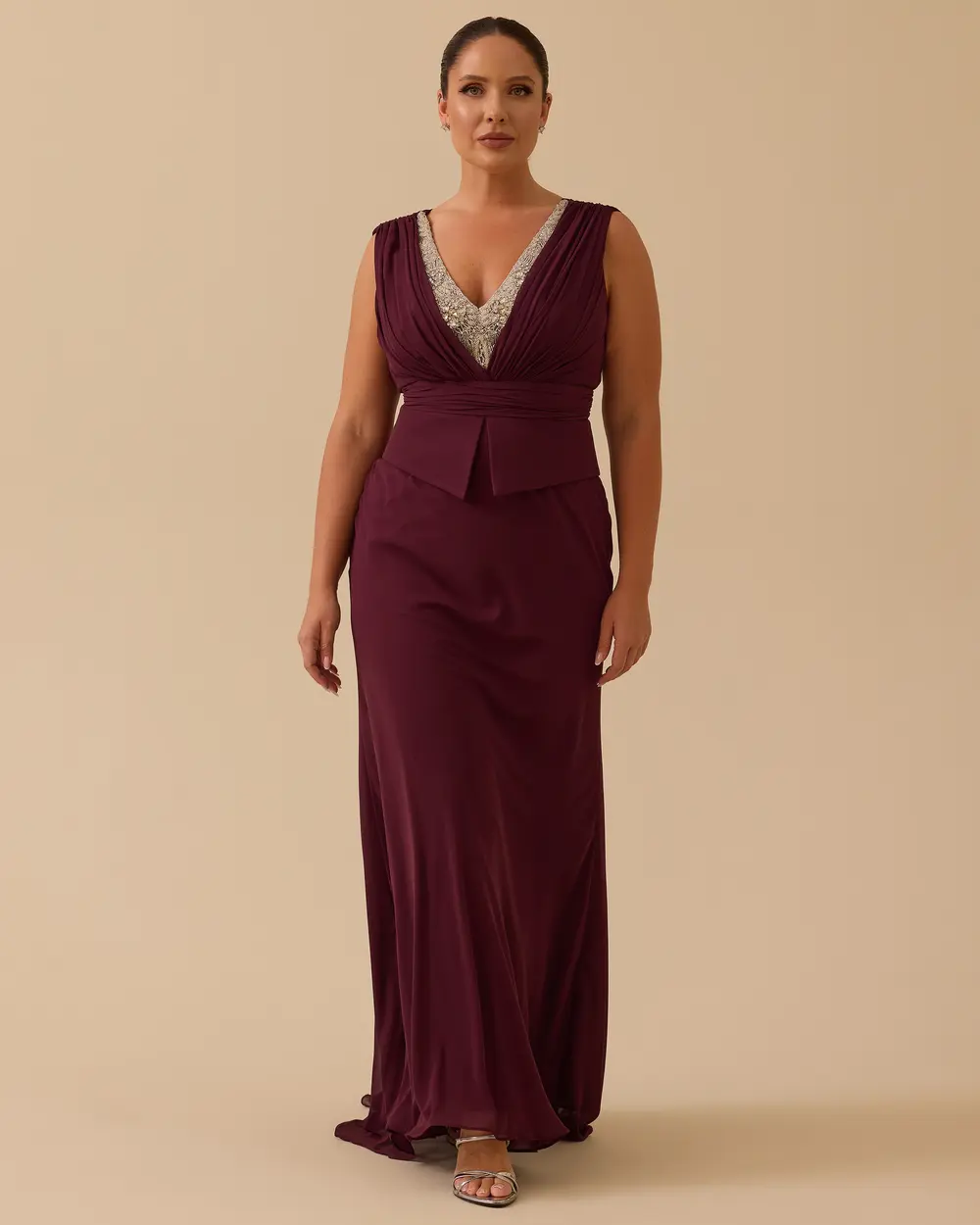 Büyük Beden Balık Form Hint Aksesuarlı Abiye