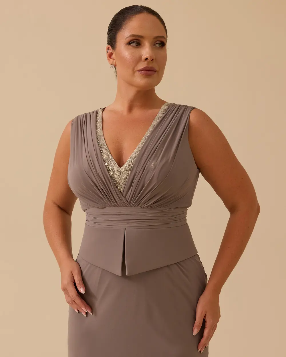 Büyük Beden Balık Form Hint Aksesuarlı Abiye