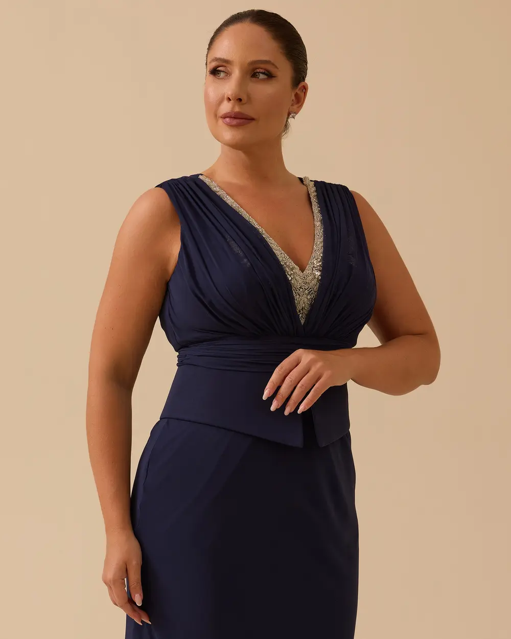 Büyük Beden Balık Form Hint Aksesuarlı Abiye