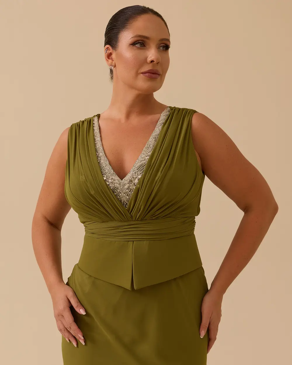 Büyük Beden Balık Form Hint Aksesuarlı Abiye