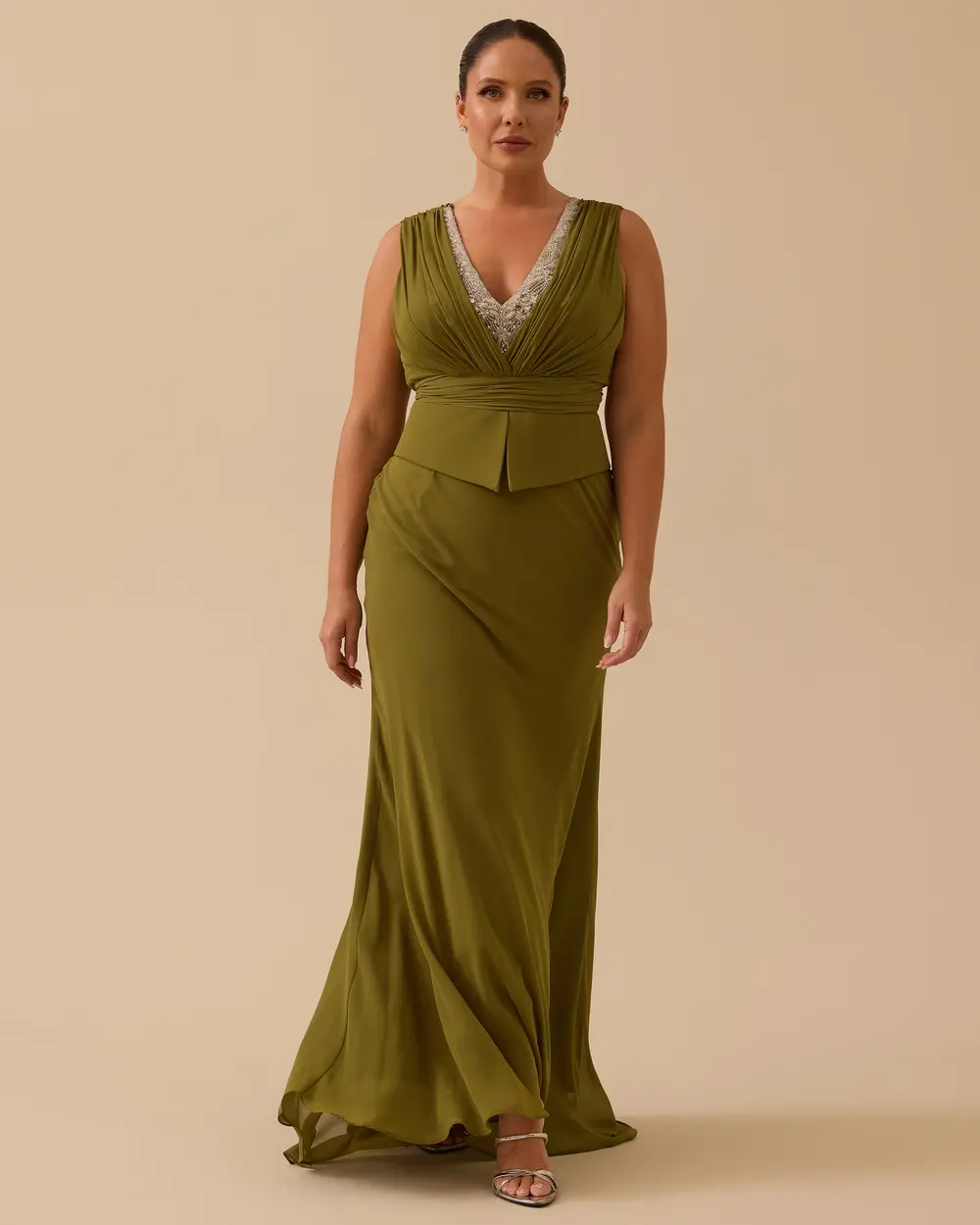 Büyük Beden Balık Form Hint Aksesuarlı Abiye