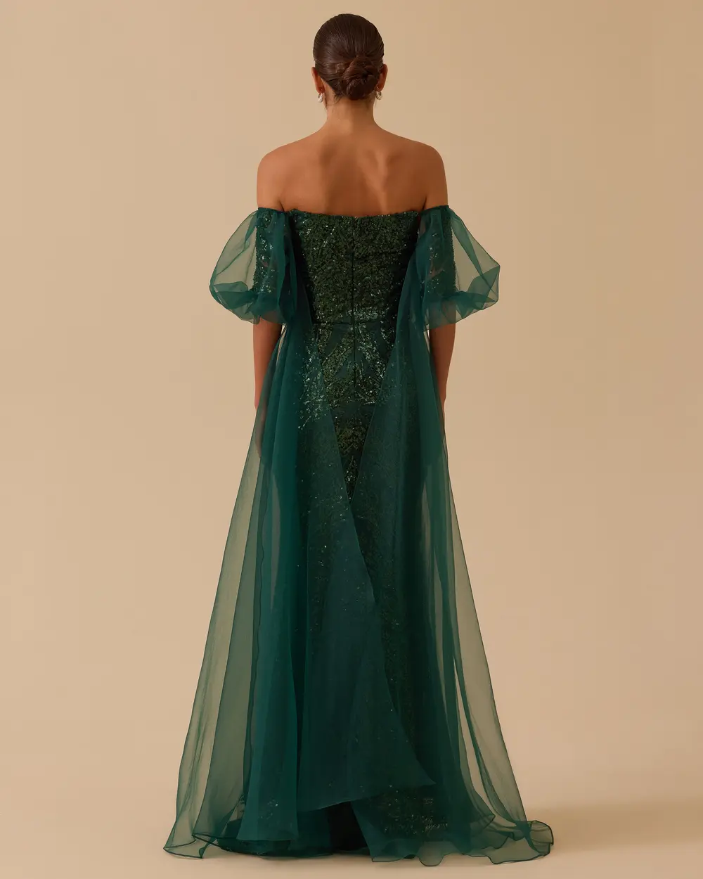 Çıkarılabilir Kollu Straplez Payetli Abiye