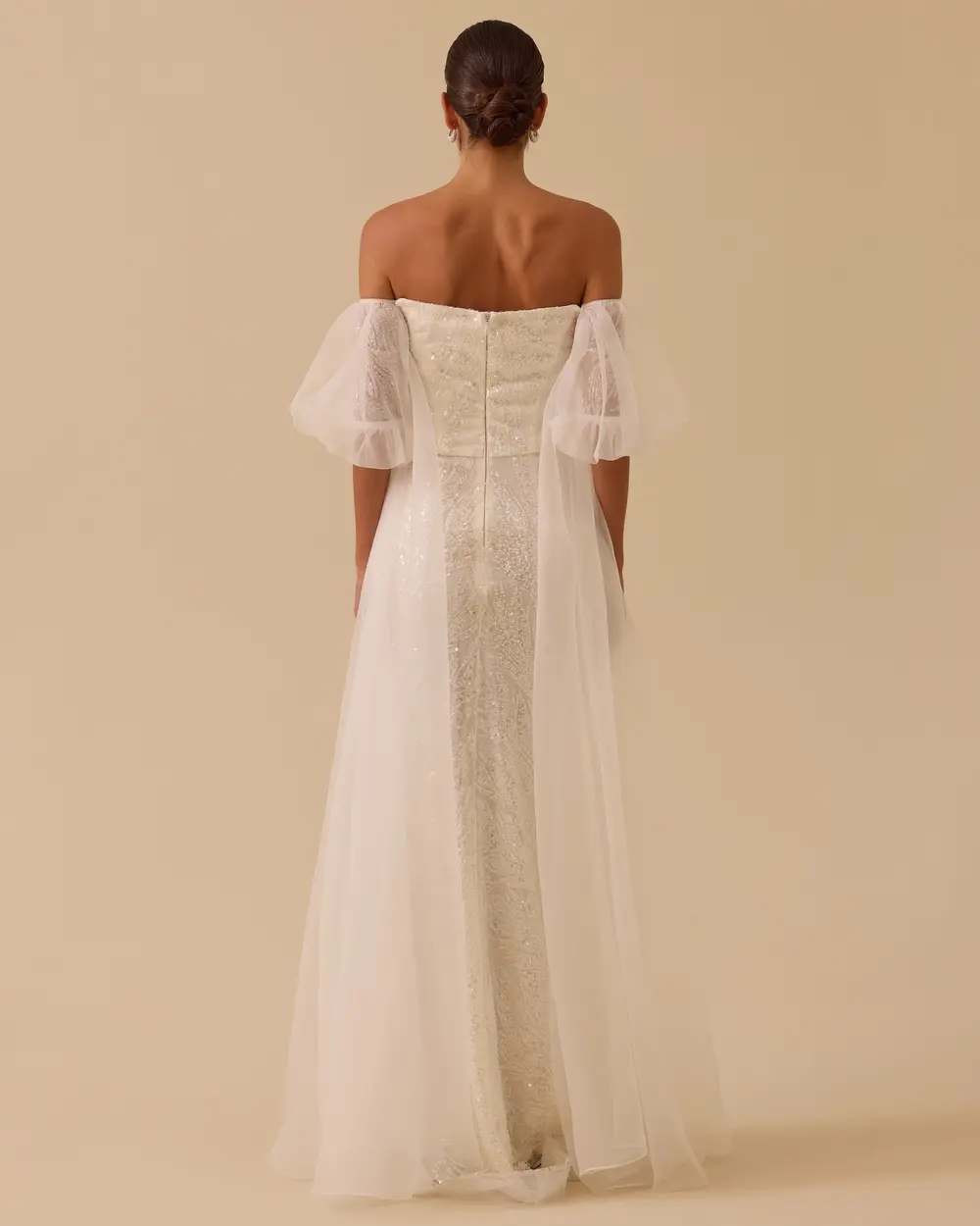 Çıkarılabilir Kollu Straplez Payetli Abiye