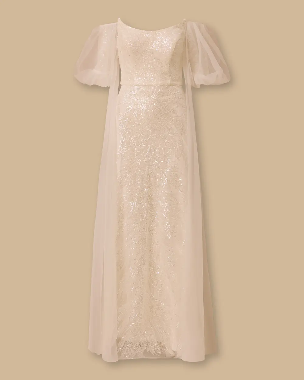 Çıkarılabilir Kollu Straplez Payetli Abiye