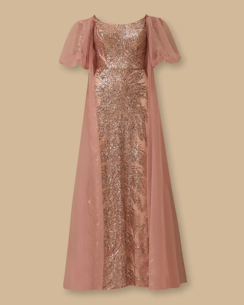 Çıkarılabilir Kollu Straplez Payetli Abiye