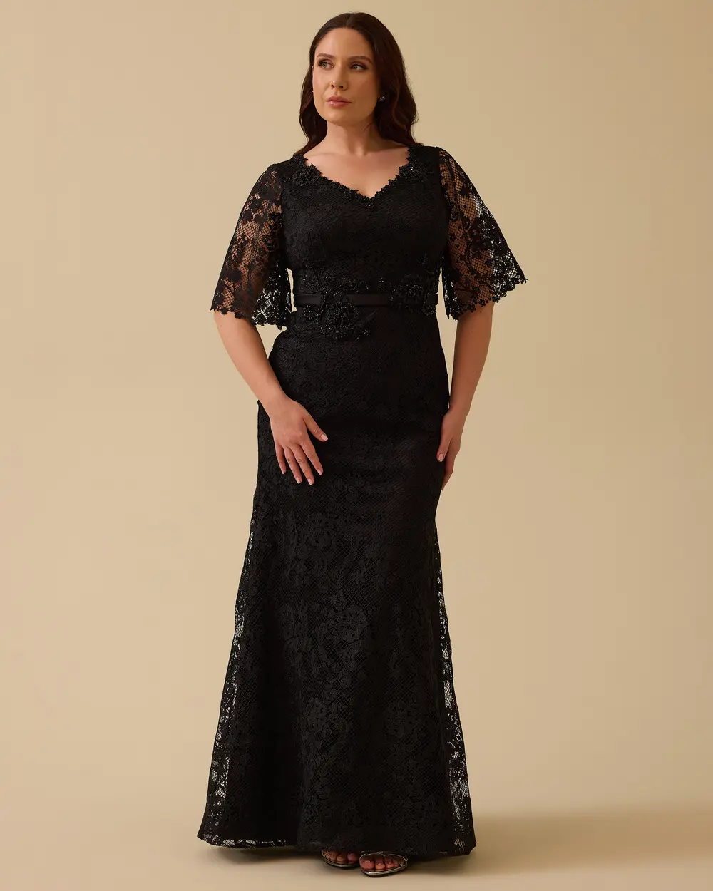 Plus Size Truvakar Sleeve Lace Evening Dresses