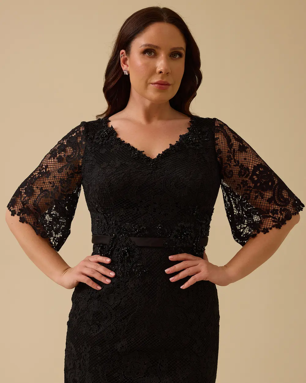 Plus Size Truvakar Sleeve Lace Evening Dresses