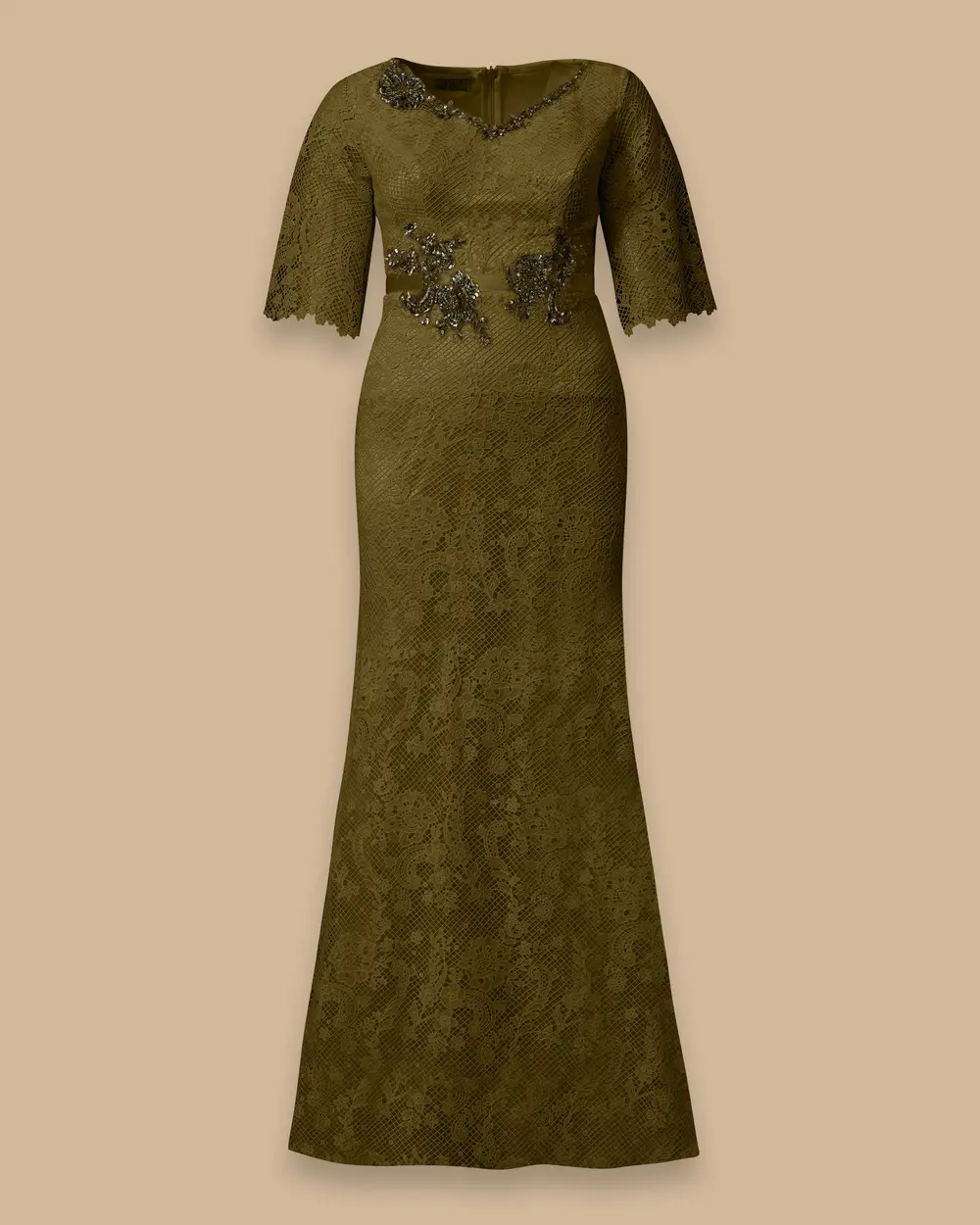 Büyük Beden Truvakar Kol Dantel Abiye