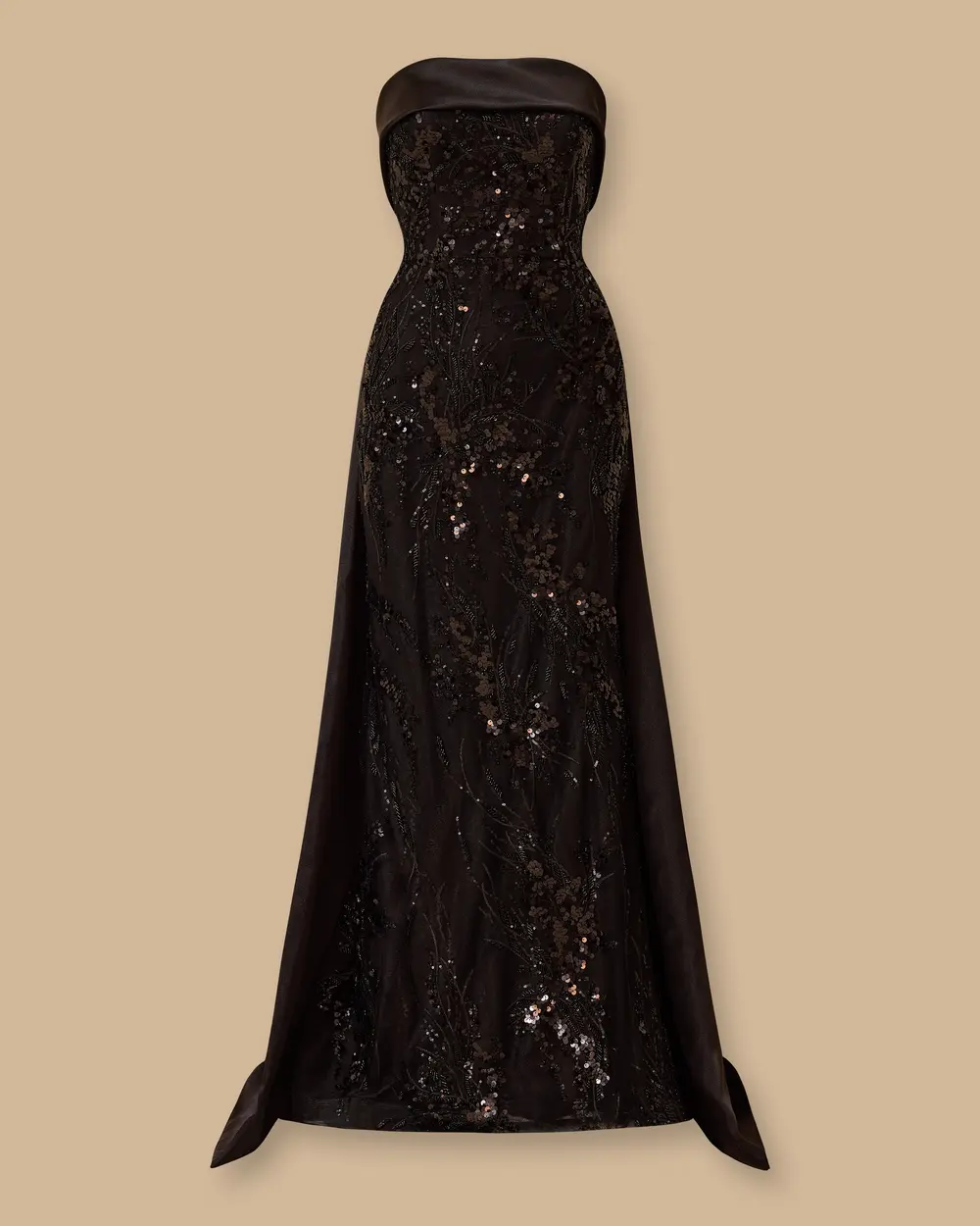 Straplez Yaka Dar Form Payetli Abiye