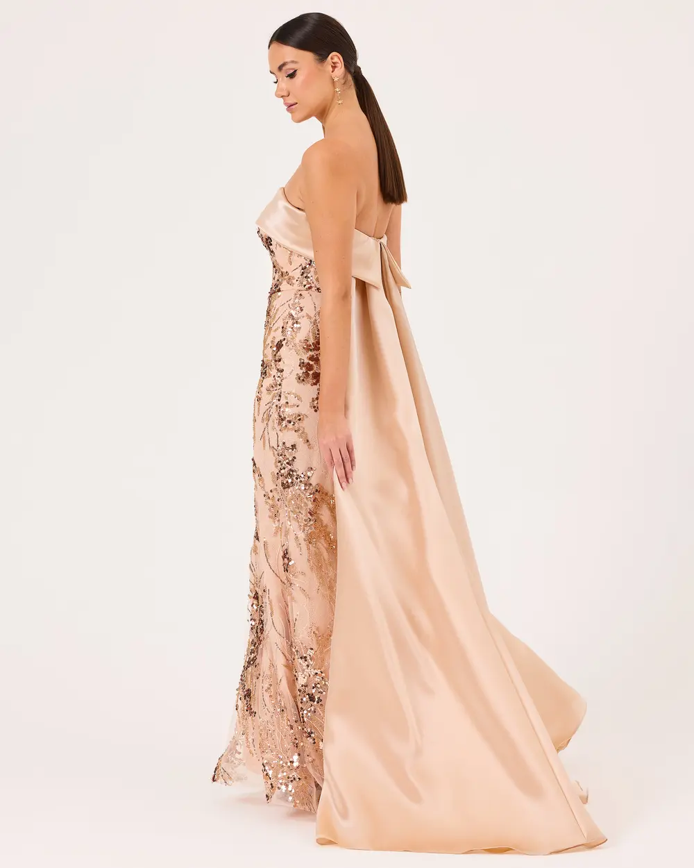 Straplez Yaka Dar Form Payetli Abiye