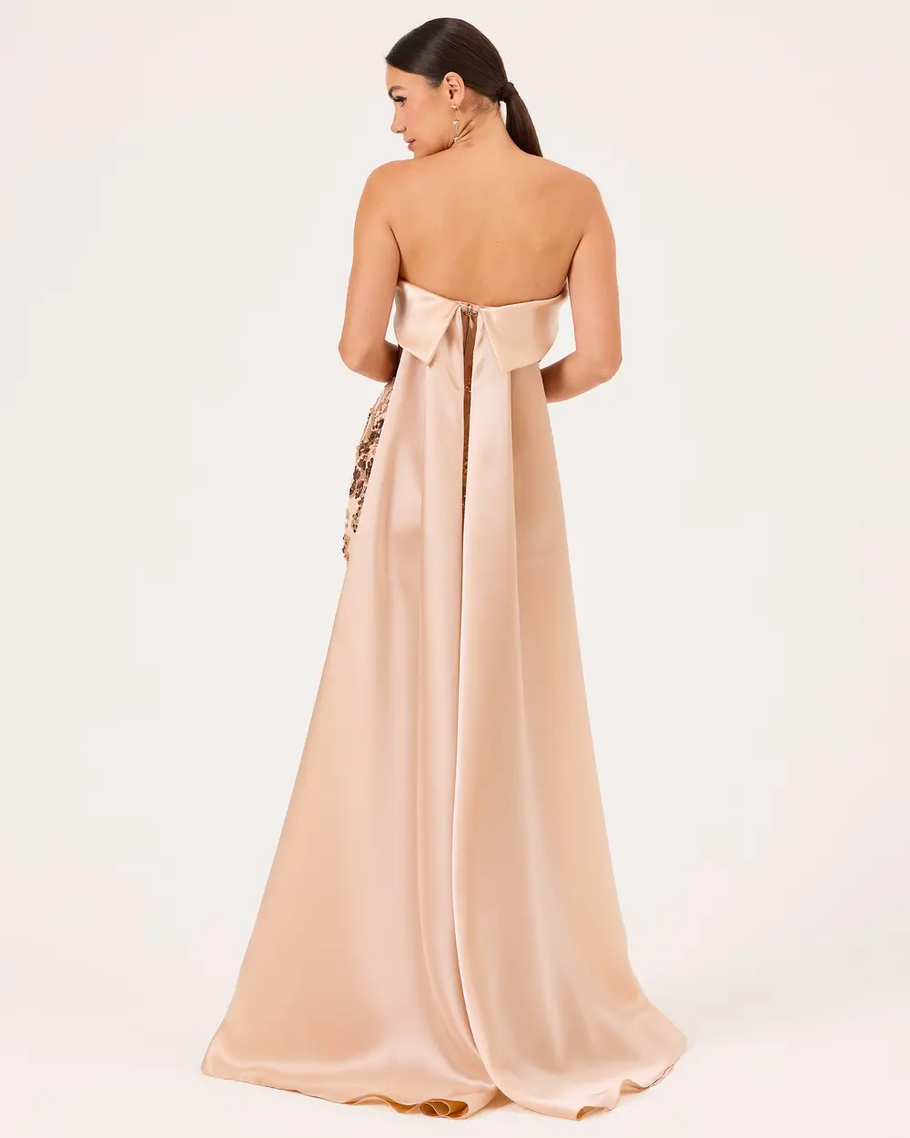 Straplez Yaka Dar Form Payetli Abiye