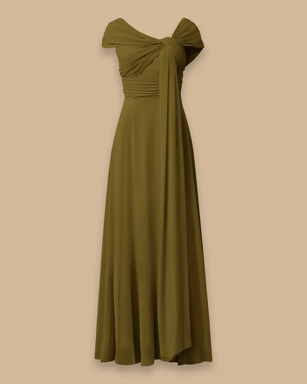 Kısa Kollu Yırtmaçlı Saten Abiye